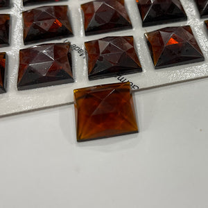 18mm square dark amber faceted jewel