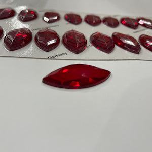 SALE:  42mm x 20mm dark red navette jewel