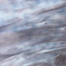Load image into Gallery viewer, B2304 bullseye white opal, lavender blue streaky 90 COE 8.75 x 10