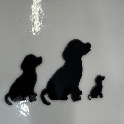pre-cut sitting puppy, oceanside black 96 COE, 3 sizes available