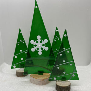 Green aventurine swirl Christmas trees
