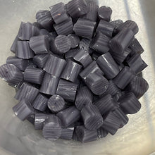 Load image into Gallery viewer, Lavender and white twisted 96 COE murrini, millefiore, 1.5 oz sticks or slices