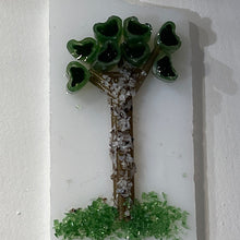 Load image into Gallery viewer, Tree tops/shamrocks/green hearts 96 COE murrini, millefiori, 1.5 oz sticks