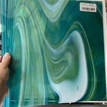 Load image into Gallery viewer, OGTFR96EHF oceanside pale green, aqua blue opalart stir 96 COE 12 x 12