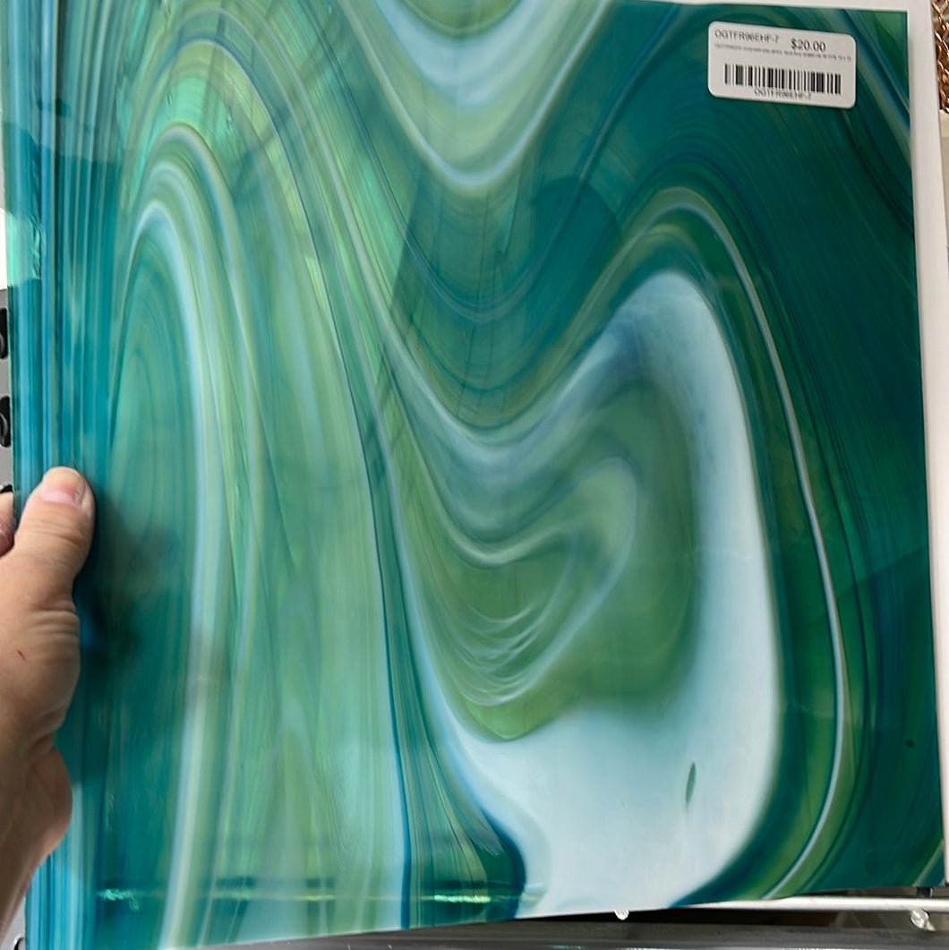 OGTFR96EHF oceanside pale green, aqua blue opalart stir 96 COE 12 x 12