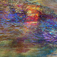 Load image into Gallery viewer, YBU6595IR uroboros by youghiogheny blue, yellow, red, orange iridescent granite mot 12x12