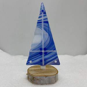 Blue & white swirl Christmas trees