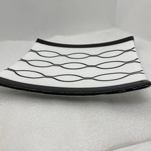 Load image into Gallery viewer, black &amp; white concave dish, 9.5&quot; x 8.25&quot;