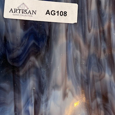 AG108 artisan glass purple, blue, white mottled 12 x 15