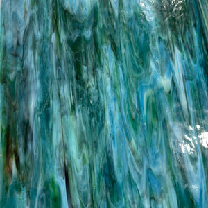 AG105 artisan glass turquoise, green, white, purple mottle 12 x 15
