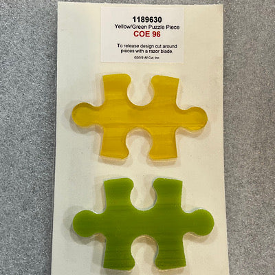 puzzle piece green/yellow fusible pre-cut, 2 pack 96 COE
