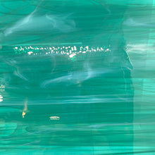 Load image into Gallery viewer, O82392S oceanside teal green/white wispy 96 COE 12 x 12