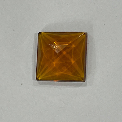SALE:  20mm square medium amber faceted jewel