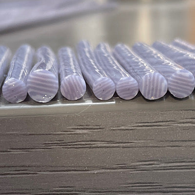 Lavender and white twisted 96 COE murrini, millefiore, 1.5 oz sticks or slices