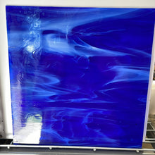 Load image into Gallery viewer, O3396S oceanside dark blue/white wispy 96 COE 12 x 16