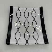 Load image into Gallery viewer, black &amp; white concave dish, 9.5&quot; x 8.25&quot;