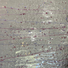 Load image into Gallery viewer, B4234 bullseye mardi gras cranberry &amp; purple frit with cranberry &amp; purple streamers 90 COE 8 x 10