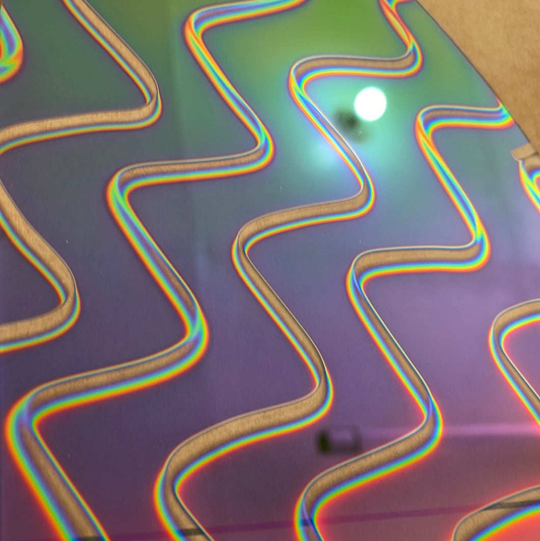 CBS rainbow 2+ twizzle dichroic on 0.040 float glass, quarter sheet