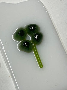 Tree tops/shamrocks/green hearts 96 COE murrini, millefiori, 1.5 oz sticks
