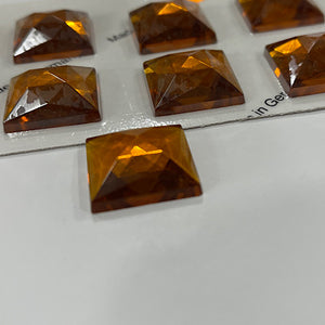 20mm square medium amber faceted jewel
