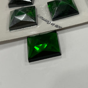 20mm square emerald green faceted jewel