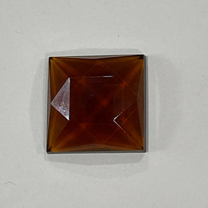 18mm square dark amber faceted jewel