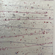 Load image into Gallery viewer, B4234 bullseye mardi gras cranberry &amp; purple frit with cranberry &amp; purple streamers 90 COE 8 x 10