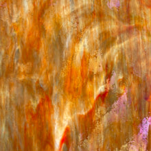 Load image into Gallery viewer, AG124I artisan glass rust opal with white, blue 10.25 x 10.25