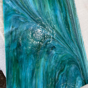 AG105 artisan glass turquoise, green, white, purple mottle 12 x 15