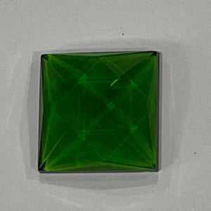 SALE:  18mm square emerald green faceted jewel