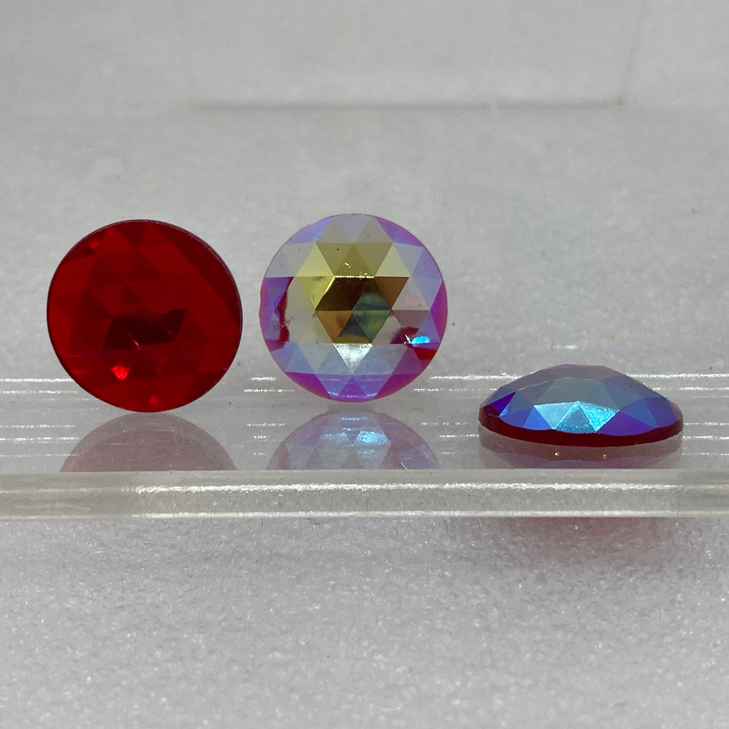 20mm dark red iridescent faceted jewel
