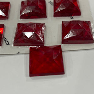 20mm square dark red faceted jewel