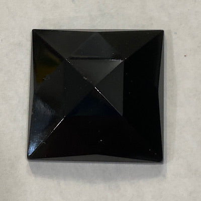 Sale: 25mm square black faceted jewel