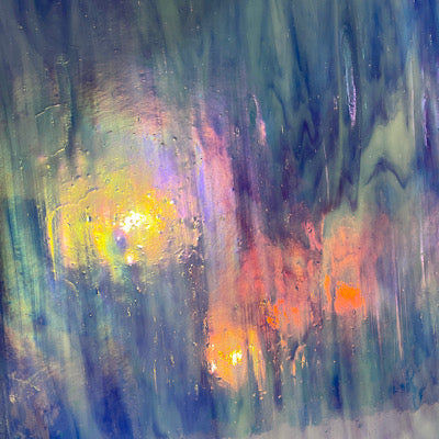 AG138I artisan glass blue, white iridescent 12 x 15