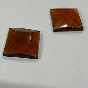 SALE:  30mm square light amber faceted jewel