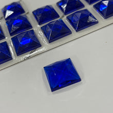 Load image into Gallery viewer, 18mm square cobalt blue faceted jewel