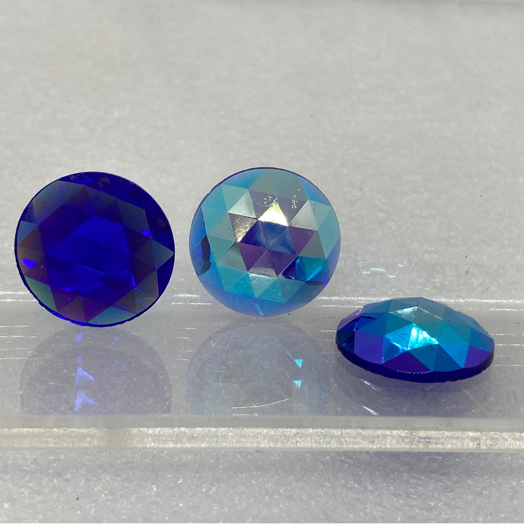20mm cobalt blue iridescent faceted jewel