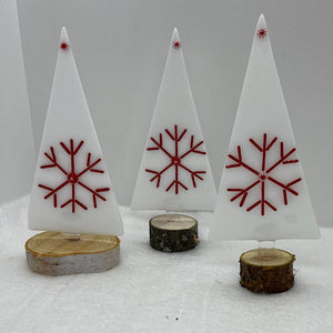 White with red snowflake Christmas trees