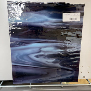 B2128 bullseye royal purple, powder blue opal 90 COE 8.75 x 10