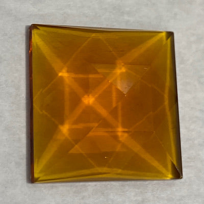 25mm square dark amber faceted jewel