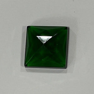 20mm square emerald green faceted jewel