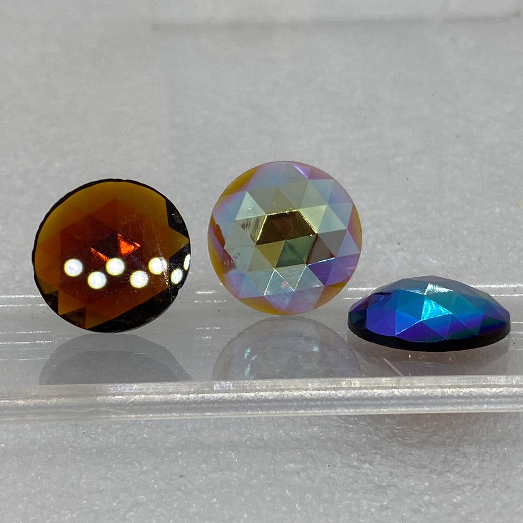 20mm dark amber iridescent faceted jewel