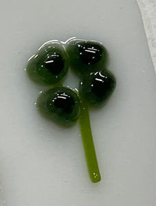 Tree tops/shamrocks/green hearts 96 COE murrini, millefiori, 1.5 oz sticks