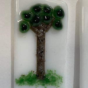 Tree tops/shamrocks/green hearts 96 COE murrini, millefiori, 1.5 oz sticks